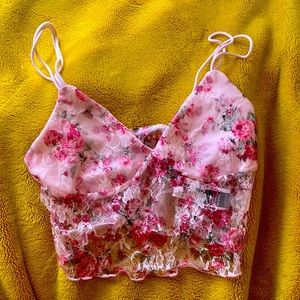 SHEIN pink rose crop top.